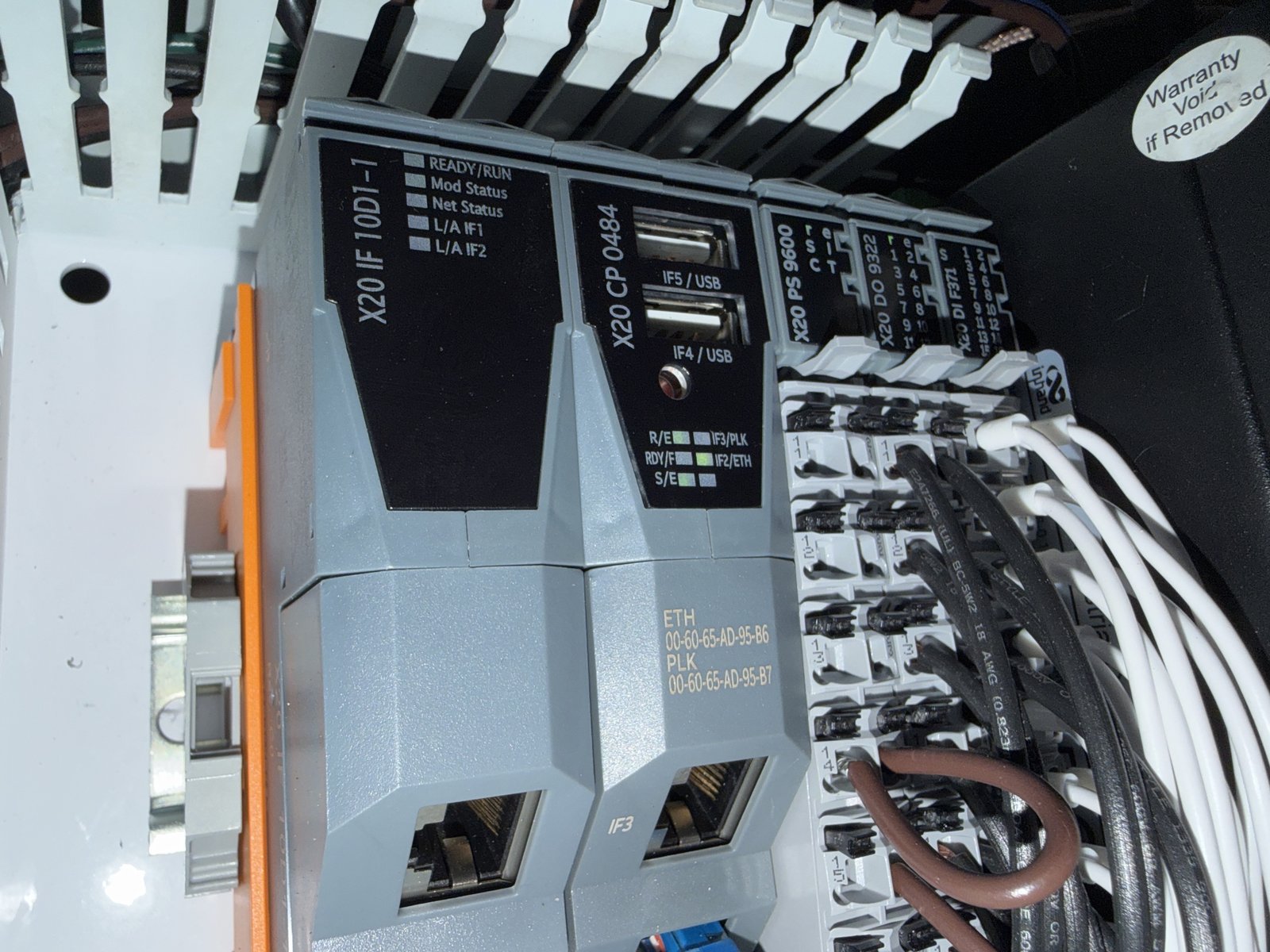 B&R PLC and I/O in a control enclosure