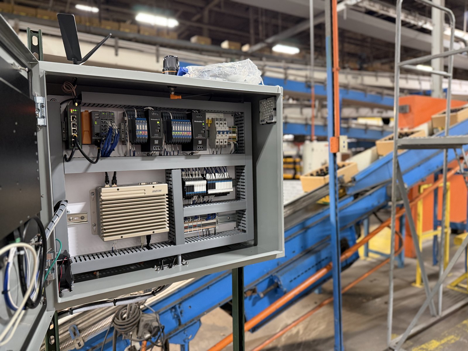 Site control panel at a conveyor facility