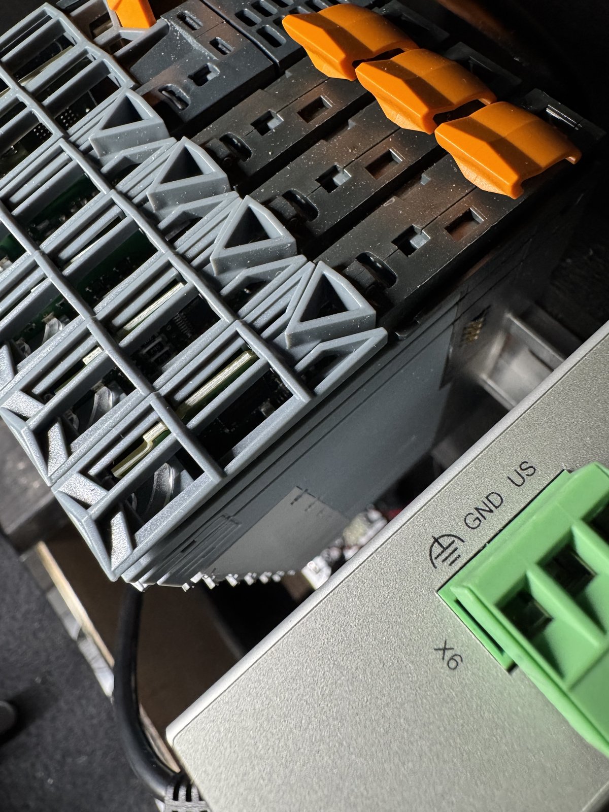 Modular PLC and I/O stack in a control cabinet