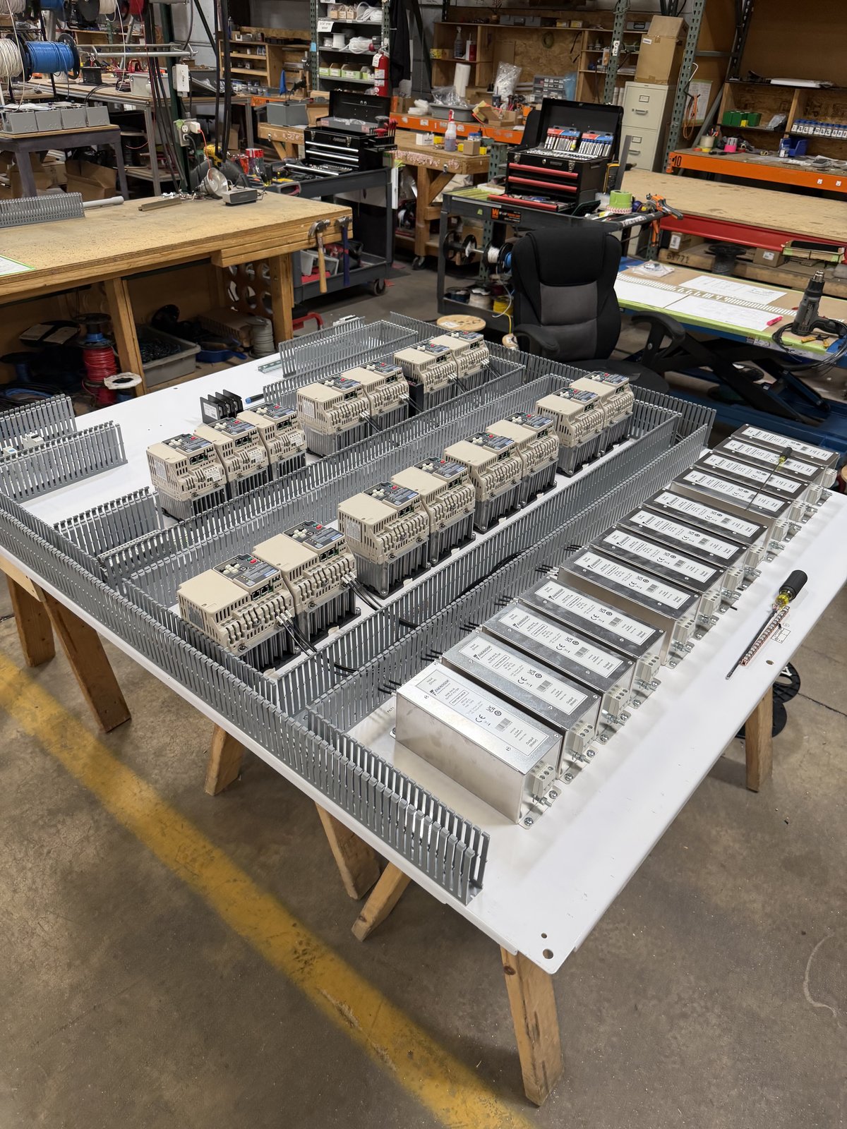 VFD panel fabrication in the shop